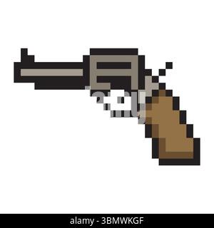 Pistol in pixel art style Stock Vector
