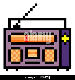 Radio in pixel art style Stock Vector