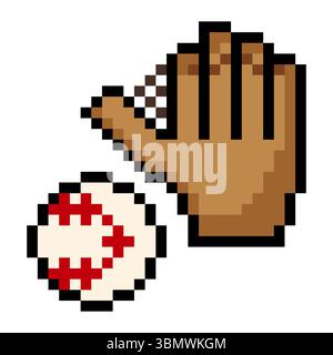 Baseball glove in pixel art style Stock Vector