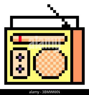 Radio in pixel art style. Retro old radio Stock Vector
