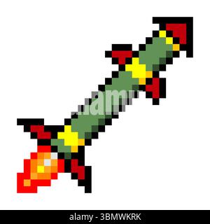 Missile in pixel art style Stock Vector