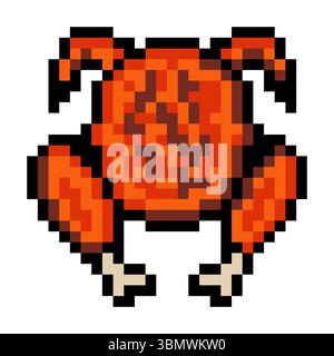 Roast chicken in pixel art style Stock Vector