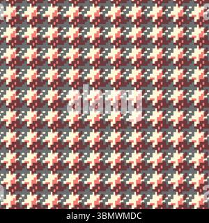 Geometric houndstooth red seamless pattern with pied-de-poule ornament. Monochrome graphic design. Modern minimalist stylish squared background Stock Vector