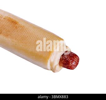 food still-life, French hot dog isolated on white background Stock Photo