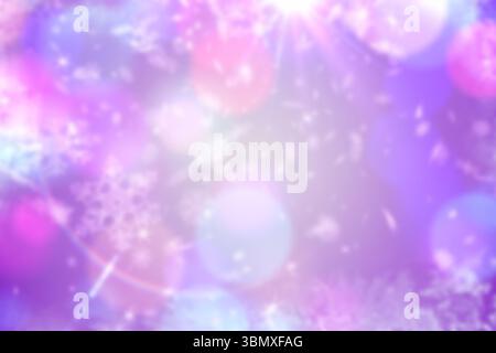 Pastel colors are blending into abstract background, showing snowflake shapes and faint lens flares Stock Photo
