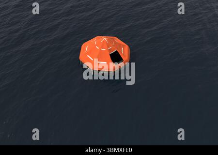 High angle view of tent floating on sea Stock Photo