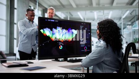 Female Analyst Using Computer For Data Analysis In Business Technology Stock Photo