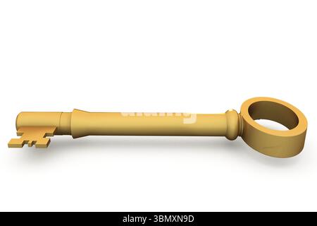 Digitally generated shiny gold key Stock Photo