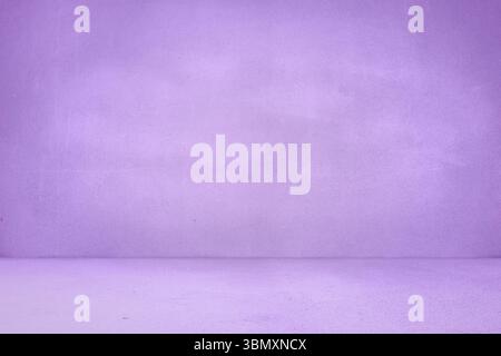 Flat design studio interior is showcasing smooth purple textured wall meeting purple floor Stock Photo