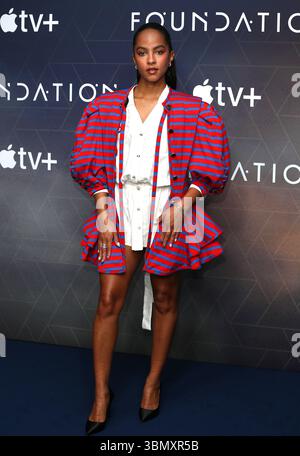 Lou Llobell attends the Foundation Season Three Photocall at the Ham