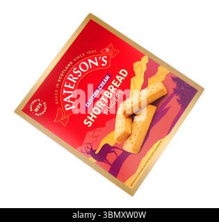 Paterson's clotted cream shortbread finger biscuits in a 300g box containing twenty sweet biscuit fingers Stock Photo