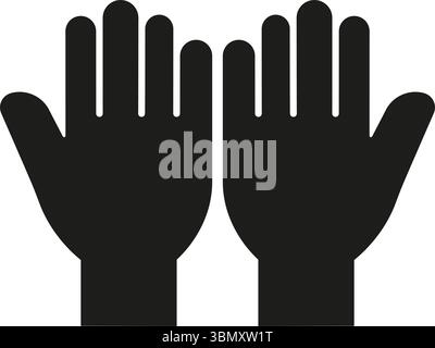 Raised Hands Solid Icon. Assistance, Support, And Participation Silhouette Symbol. Representing Help, Aid, And Volunteering. Isolated Vector Stock Vector