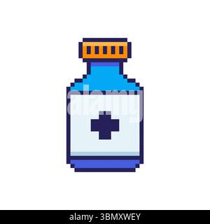 Pixel art Medicine Bottle game asset design Stock Vector