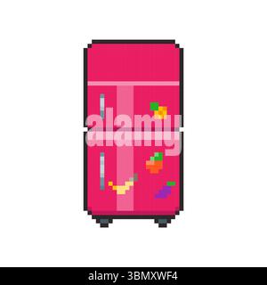 Pixel art Refrigerator game asset design Stock Vector