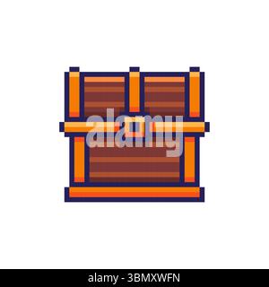 Pixel art Treasure Chest game asset design Stock Vector