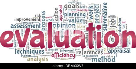 Evaluation word cloud conceptual design isolated on white background. Stock Vector
