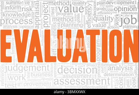 Evaluation word cloud conceptual design isolated on white background. Stock Vector