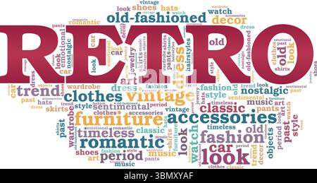Retro word cloud conceptual design isolated on white background. Stock Vector