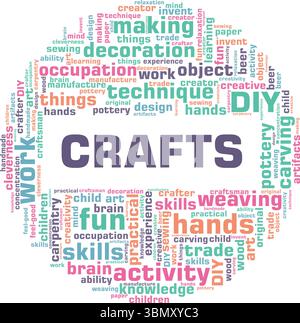Crafts word cloud conceptual design isolated on white background. Stock Vector