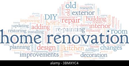 Home Renovation word cloud conceptual design isolated on white background. Stock Vector