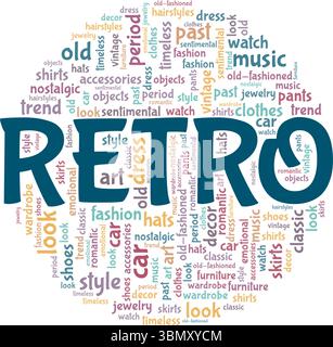 Retro word cloud conceptual design isolated on white background. Stock Vector