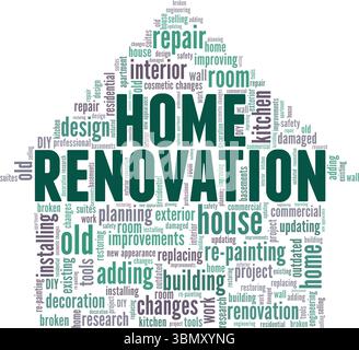 Home Renovation word cloud conceptual design isolated on white background. Stock Vector