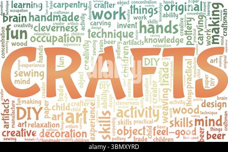 Crafts word cloud conceptual design isolated on white background. Stock Vector