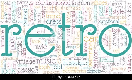 Retro word cloud conceptual design isolated on white background. Stock Vector