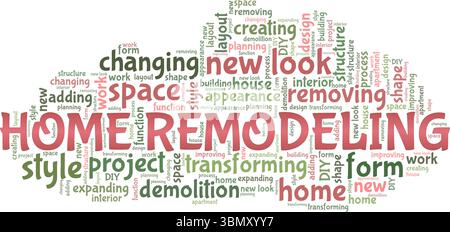 Home Remodeling word cloud conceptual design isolated on white background. Stock Vector