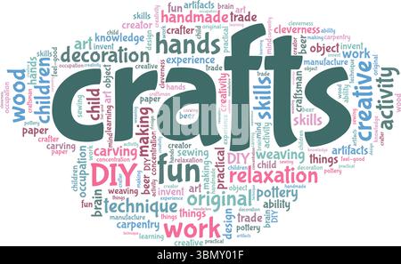 Crafts word cloud conceptual design isolated on white background. Stock Vector