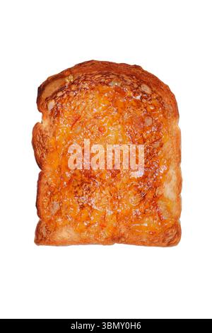 It is Orange marmalade on toasted bread isolated on white. Stock Photo