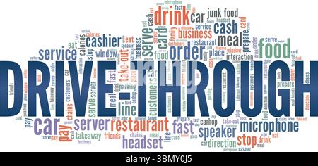 Drive-Through word cloud conceptual design isolated on white background. Stock Vector
