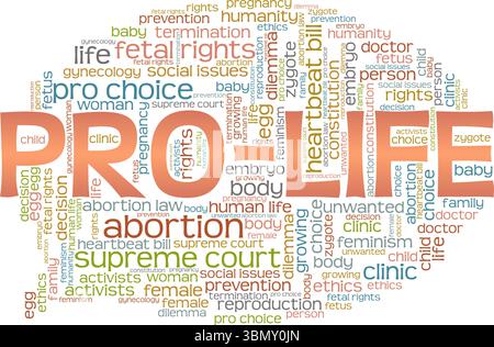 Pro-Life word cloud conceptual design isolated on white background. Stock Vector