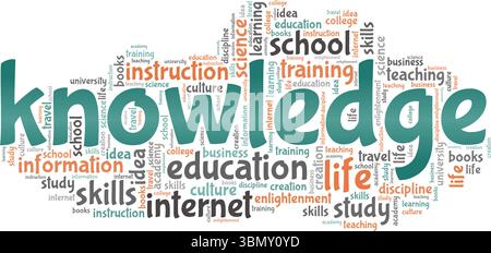 Knowledge word cloud conceptual design isolated on white background. Stock Vector