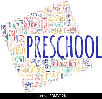 Preschool word cloud conceptual design isolated on white background. Stock Vector
