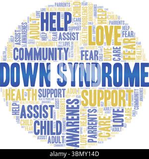 Down Syndrome word cloud conceptual design isolated on white background. Stock Vector