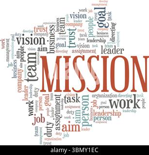 Mission word cloud conceptual design isolated on white background. Stock Vector