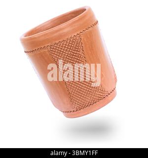 It is Clay cup isolated on white. Stock Photo