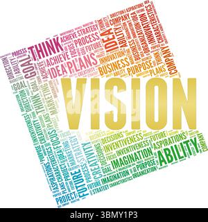 Vision word cloud conceptual design isolated on white background. Stock Vector