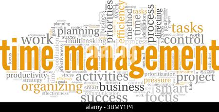 Time Management word cloud conceptual design isolated on white background. Stock Vector