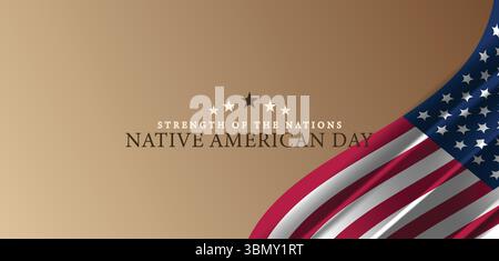 Patriotic Native American Day Graphic with Stars and Bold Triangular Flag Design Stock Vector