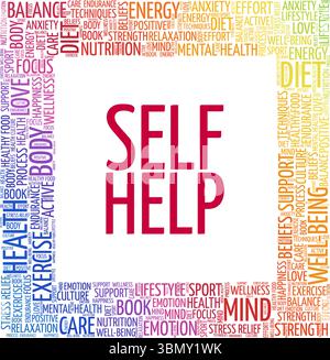 Self-help vector illustration word cloud isolated on a white background. Stock Vector