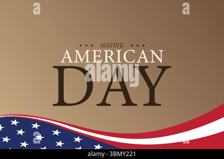 Patriotic Native American Day Graphic with Stars and Bold Triangular Flag Design Stock Vector