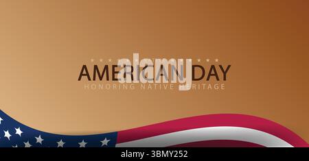 Patriotic Native American Day Graphic with Stars and Bold Triangular Flag Design Stock Vector