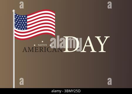 Patriotic Native American Day Graphic with Stars and Bold Triangular Flag Design Stock Vector