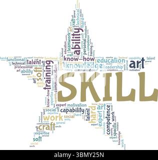 Skill word cloud conceptual design isolated on white background. Stock Vector