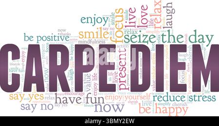 Carpe Diem word cloud conceptual design isolated on white background. Stock Vector