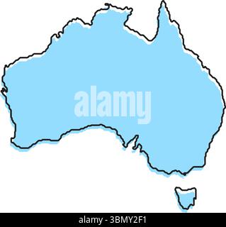 Map Outline of Australia Simplified and Stylized vector isolated on ...