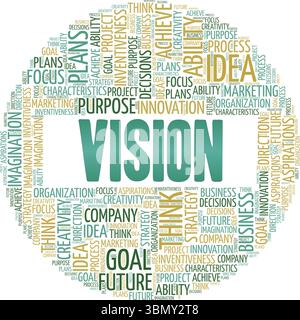 Vision word cloud conceptual design isolated on white background. Stock Vector