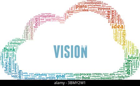 Vision word cloud conceptual design isolated on white background. Stock Vector